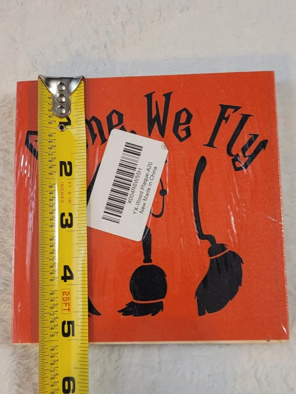 Orange and Black 'Come We Fly' Halloween Wall Plaque